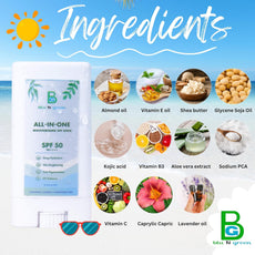 blu N green All-in-One Moisturizer SPF Stick | SPF 50+ PA++++| Water-Resistant | Dewy Finish
