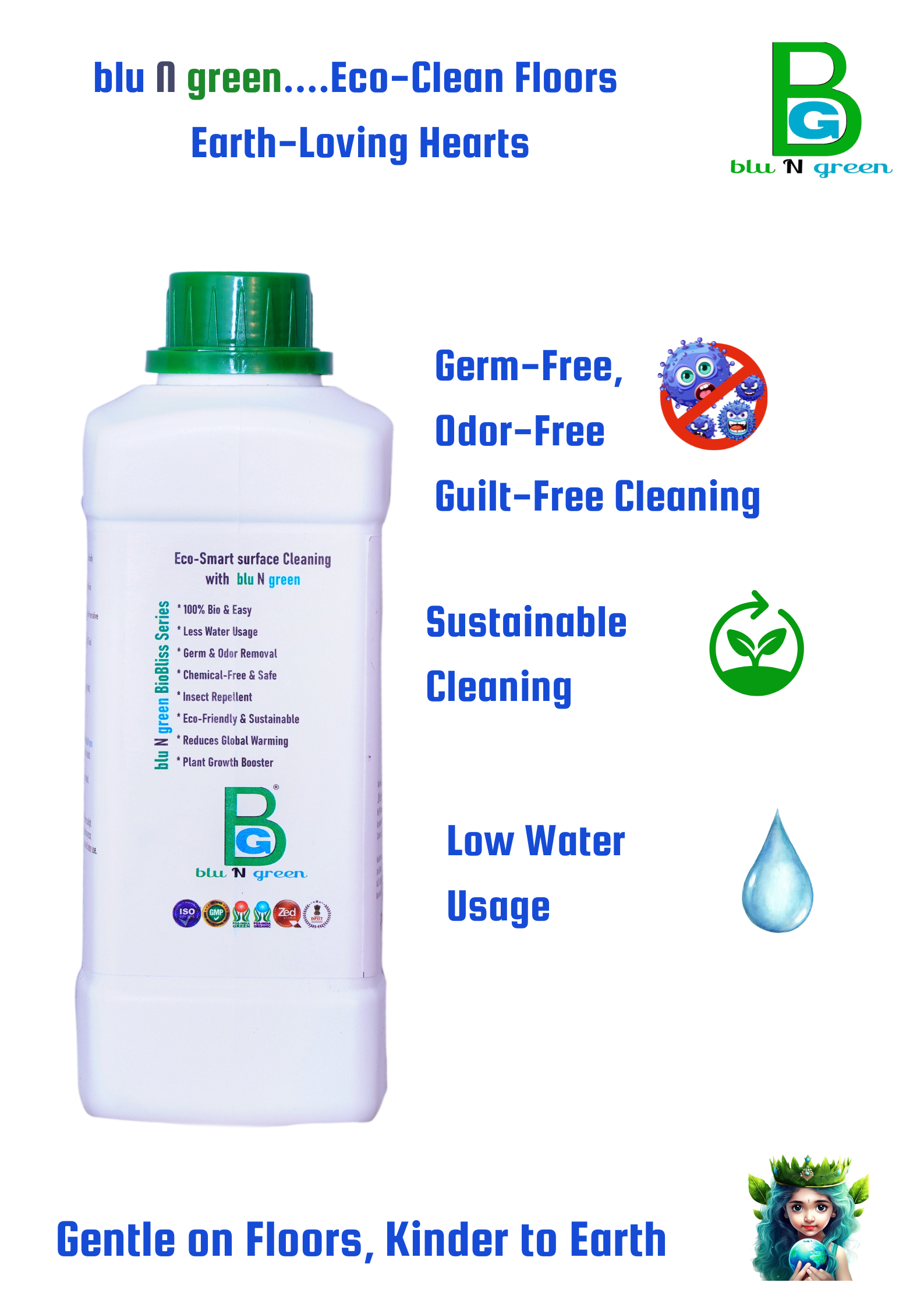 blu N green BioBliss Series Floor Cleaning Solution