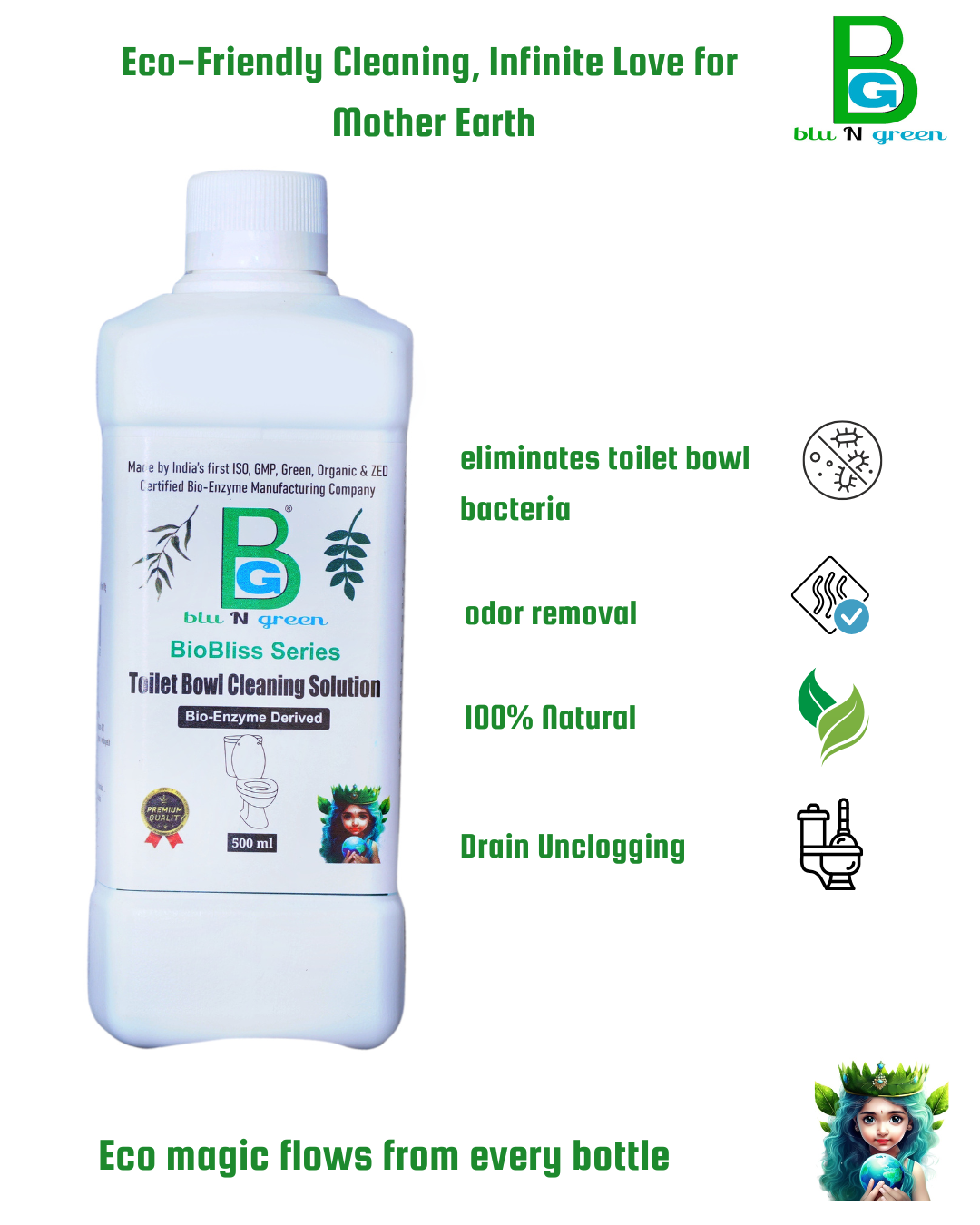 blu N green BioBliss Series Toilet Bowl Cleaning Solution